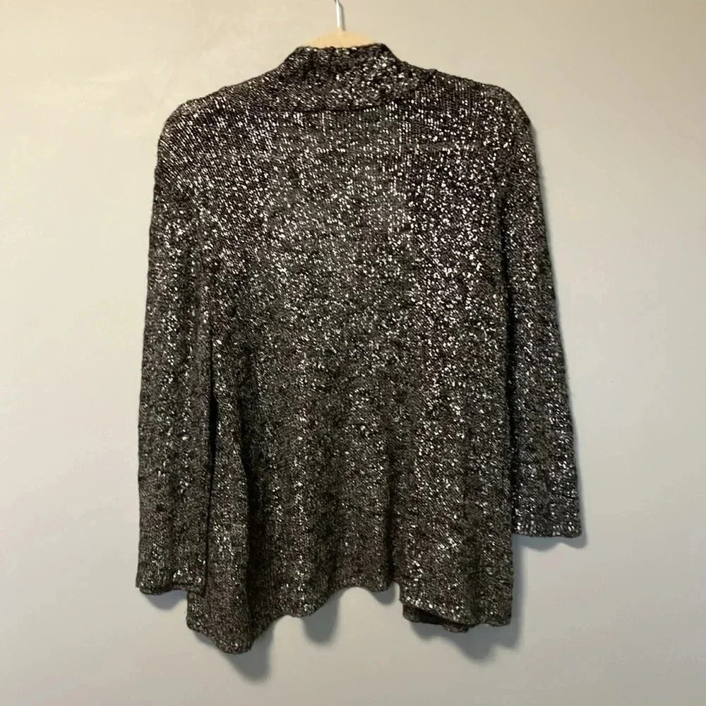 Eileen Fisher linen blend metallic open cardigan - Picture 4 of 4